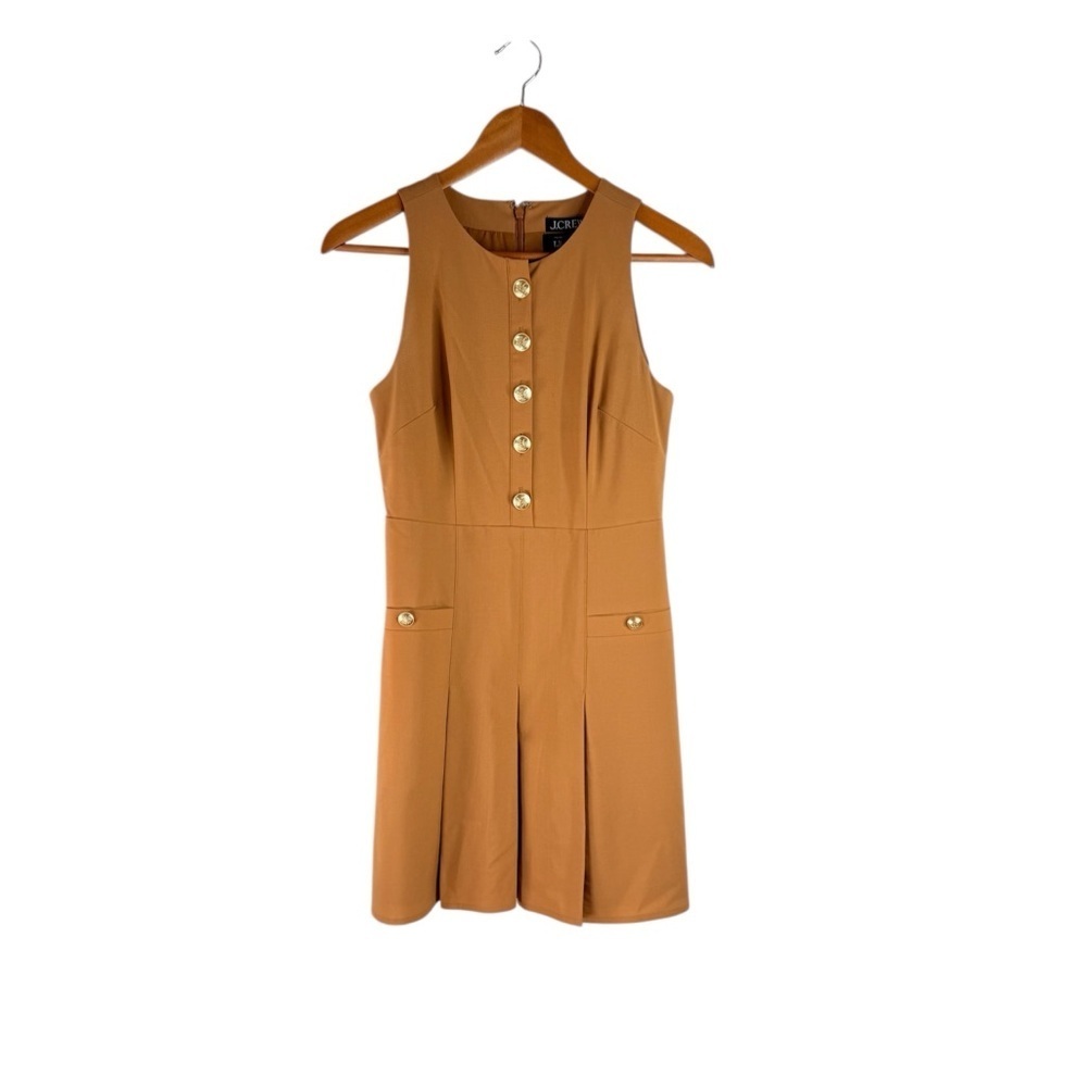 J. Crew Pleated Mini Sleeveless Dress Italian Stretch Wool Tollegno 1900 Size 0